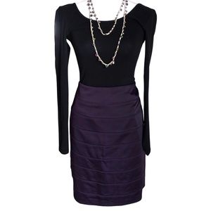 Purple Plum Satin Ribbed Skirt